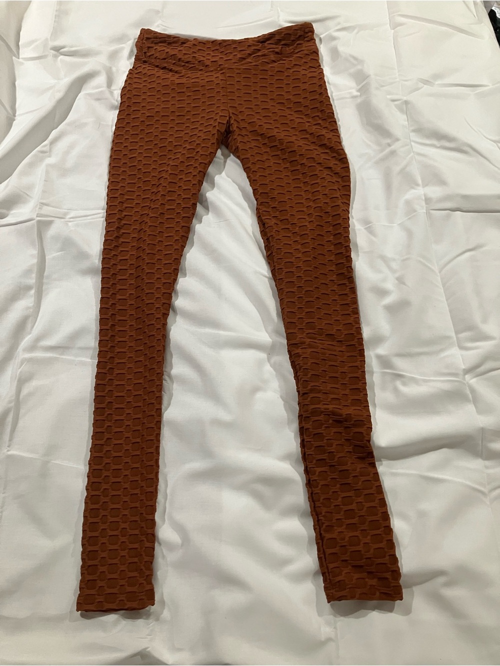 Forever 21 Kids Textured Leggings in Rust Brown